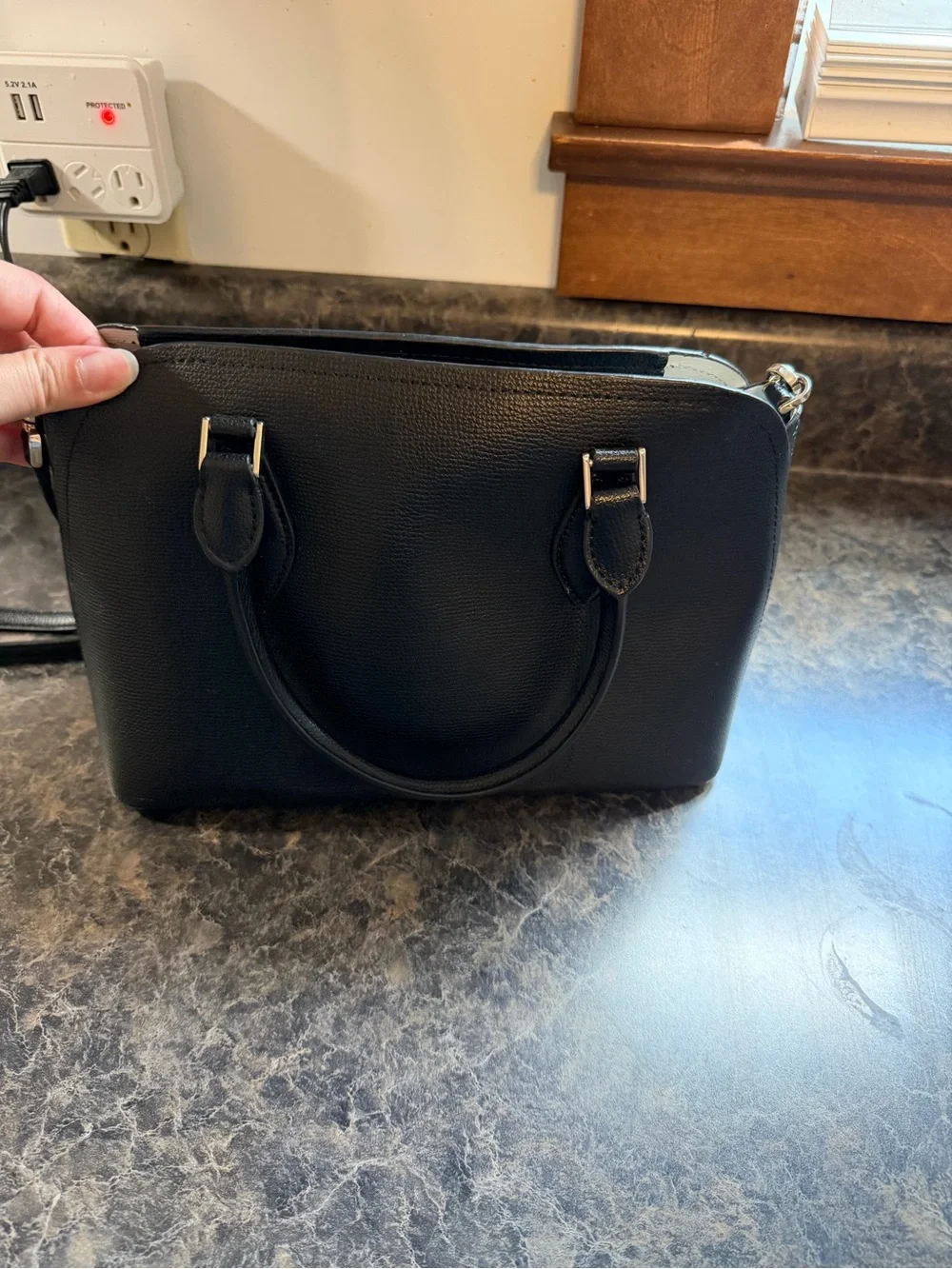 kate spade Black Leather Small Satchel with Crossbody Strap